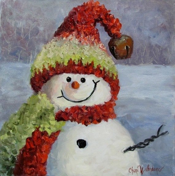 Snowman Paintings by Cheri Wollenberg - Bear Creek Felting