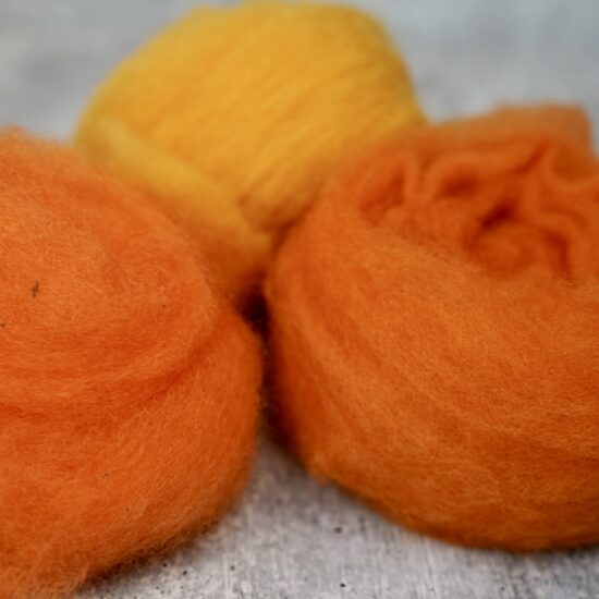 orange wool for felting